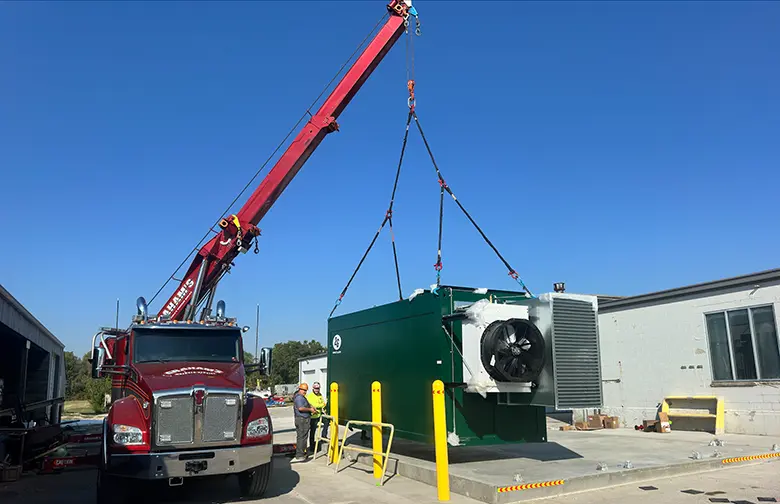 Truck installing CHP system at worksite